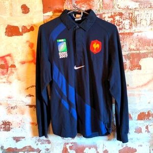 France FFR RWC 2007 Home Supporters LS Rugby Jersey Medium Navy Nike